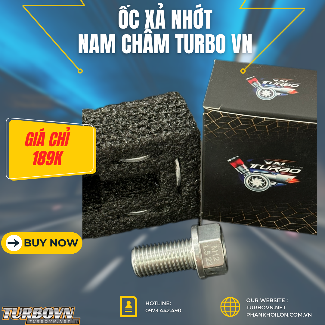 Ốc Nhớt Nam Châm TurboVn M12 15mm Moto PKL Honda từ đời 1980 đến 2017 (CBR250,CB400,CBR600,CBR1000...)