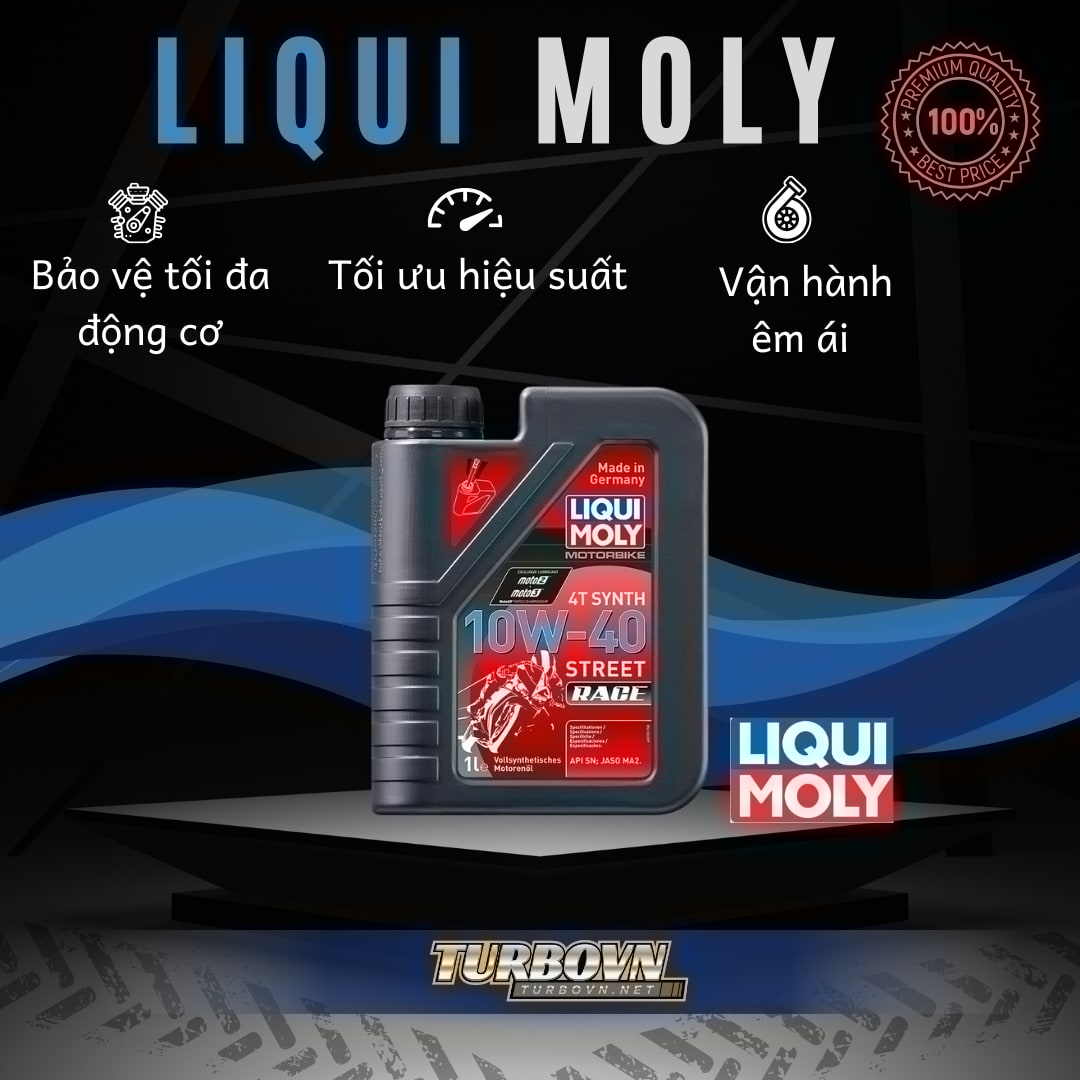 Nhớt Cao Cấp 4T 10W40 Street Race LIQUI MOLY 1 Lít Nhập Khẩu Đức Cho Xe Máy, Xe Số, Tay Ga, Côn tay